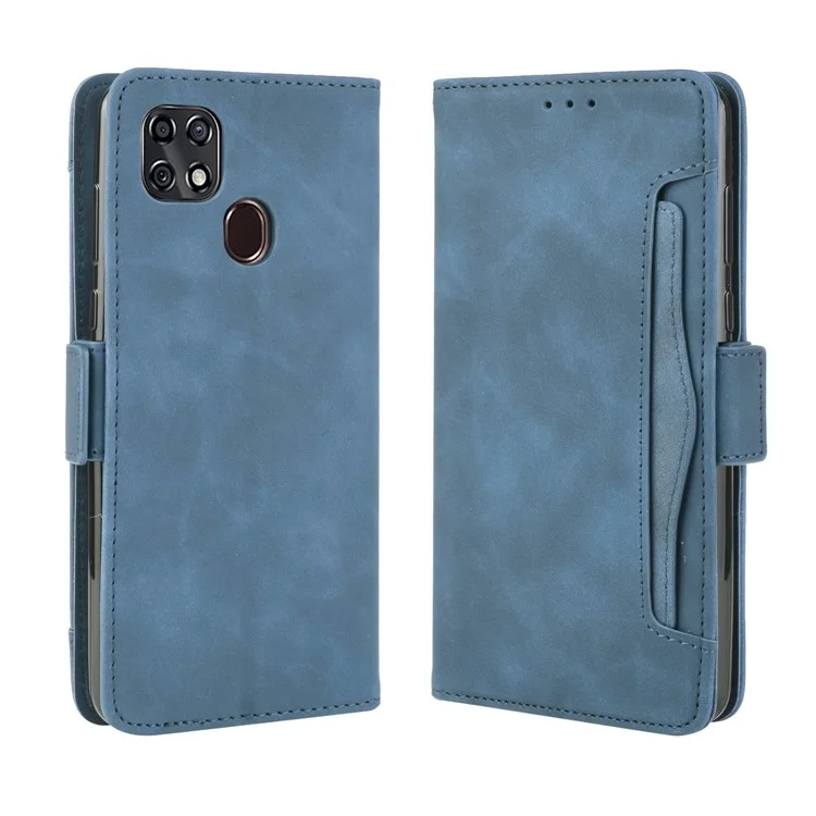 Multi-slot Wallet Stand Flip Leather Protective Case for ZTE Blade 20 / Zmax 10 / Z6250 - Blue