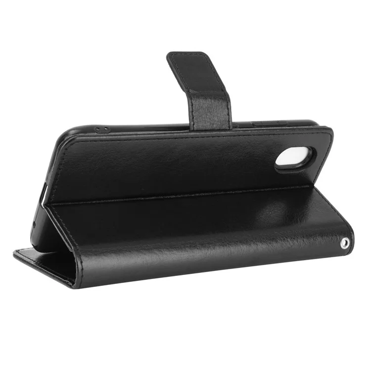 Crazy Horse Texture Protector Wallet Stand Leder Cover Hülle Für ZTE Blade A3 (2020) - Schwarz