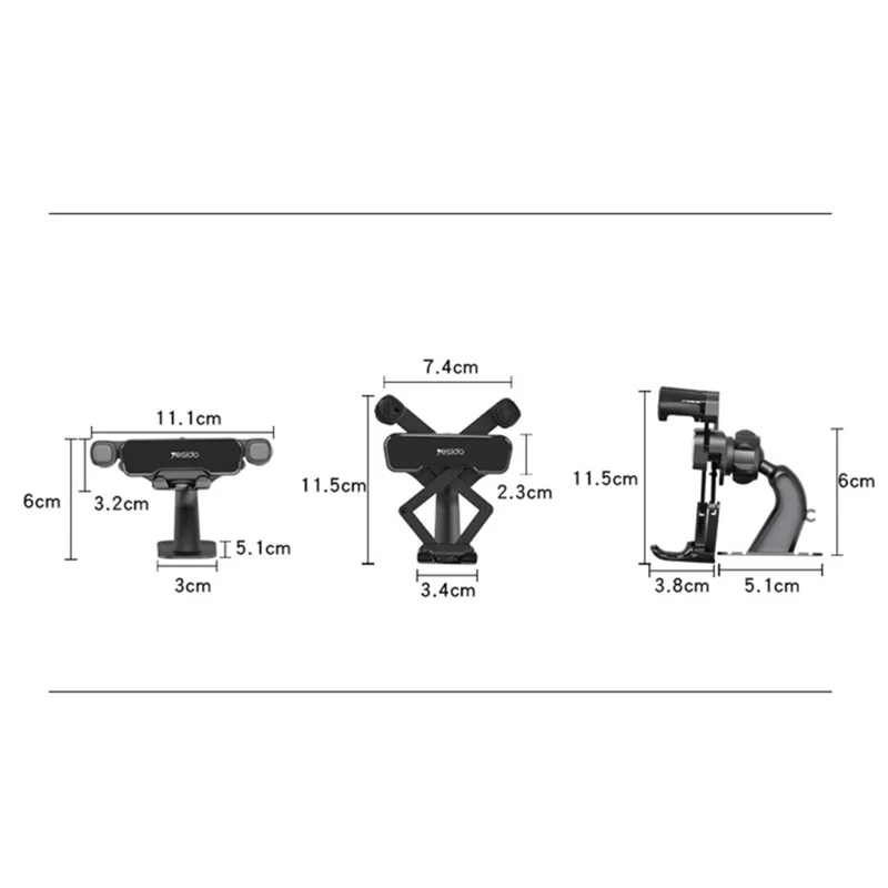 YESIDO Gravity Automatic Clamp Bracket Universal Car Mount C90