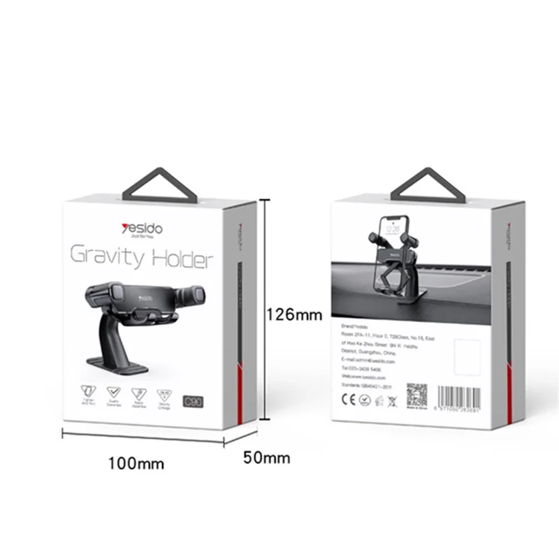 YESIDO Gravity Automatic Clamp Bracket Universal Car Mount C90