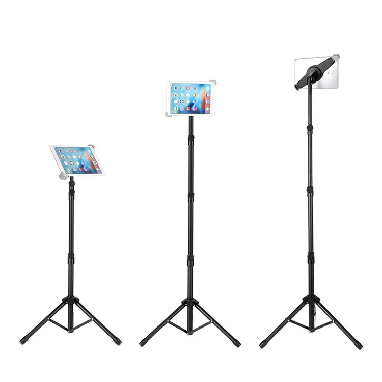 Portable Tablet Tripod Foldable Aluminum Alloy Telescopic Stand Diagonal Triangle Bracket for 7~12-inch Tablet