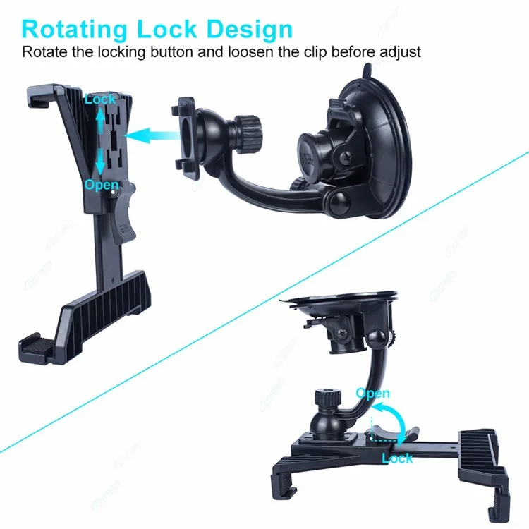 Car Dashboard Tablet Mount 360° Rotation Windshield Suction Cup iPad Holder for 7-14inch Tablet