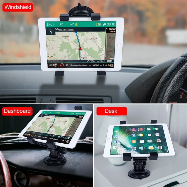 Car Dashboard Tablet Mount 360° Rotation Windshield Suction Cup iPad Holder for 7-14inch Tablet