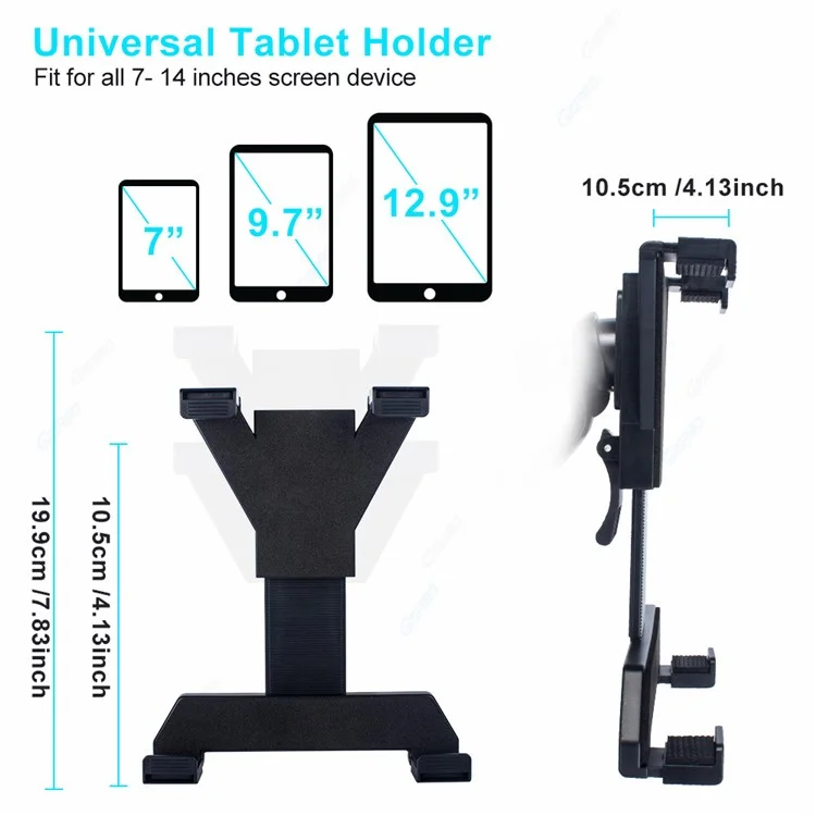 Suporte de Tablet para Painel de Carro 360° Rotação Ventosa de Sucção para Parabrisa iPad Suporte para Tablet de 7-14 polegadas