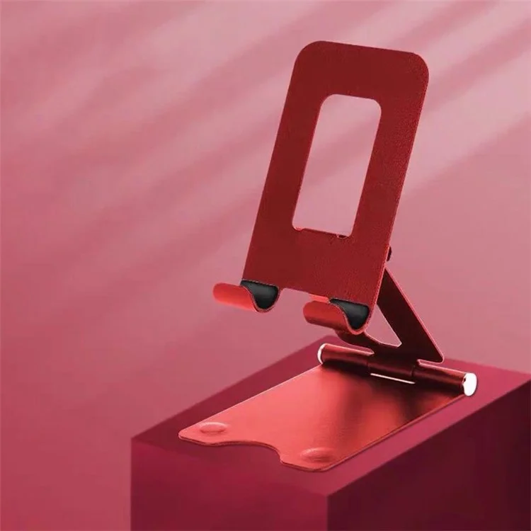Double Folding Aluminum Alloy Desktop Stand Holder for Mobile Phone Tablet - Red