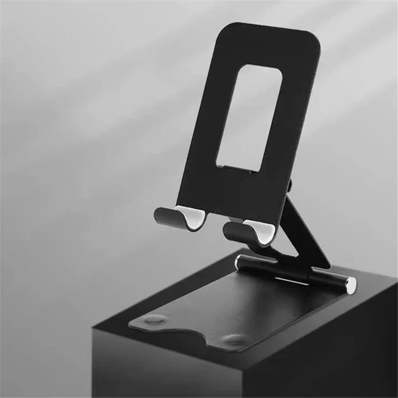 Double Folding Aluminum Alloy Desktop Stand Holder for Mobile Phone Tablet - Black