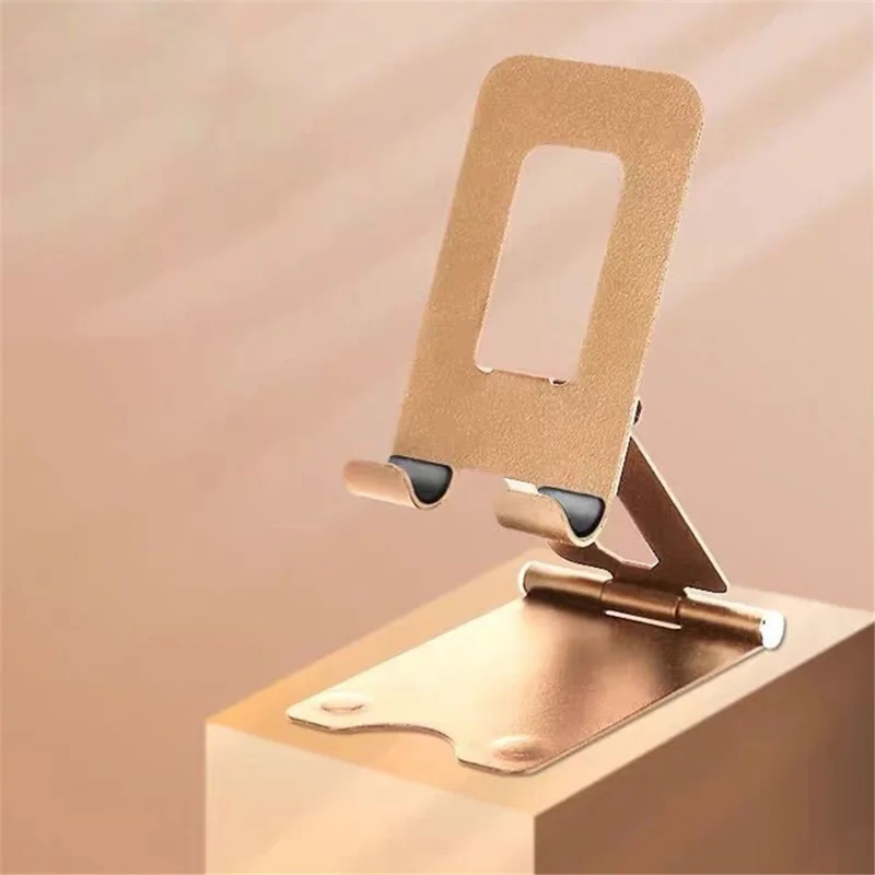 Double Folding Aluminum Alloy Desktop Stand Holder for Mobile Phone Tablet - Gold