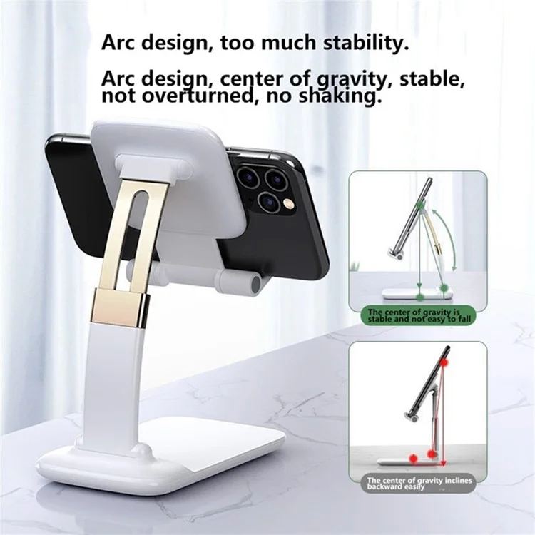 Supporto per telefono cellulare pieghevole per scrivania, supporto per tablet a gravità per Android iPhone iPad Air (2020) - Bianco