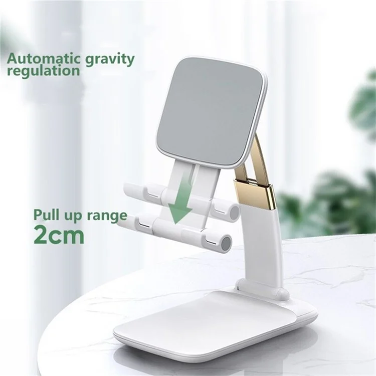 Foldable Desk Mobile Phone Holder Gravity Tablet Stand for Android iPhone iPad Air (2020) - White