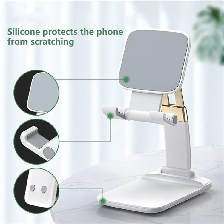 Foldable Desk Mobile Phone Holder Gravity Tablet Stand for Android iPhone iPad Air (2020) - White