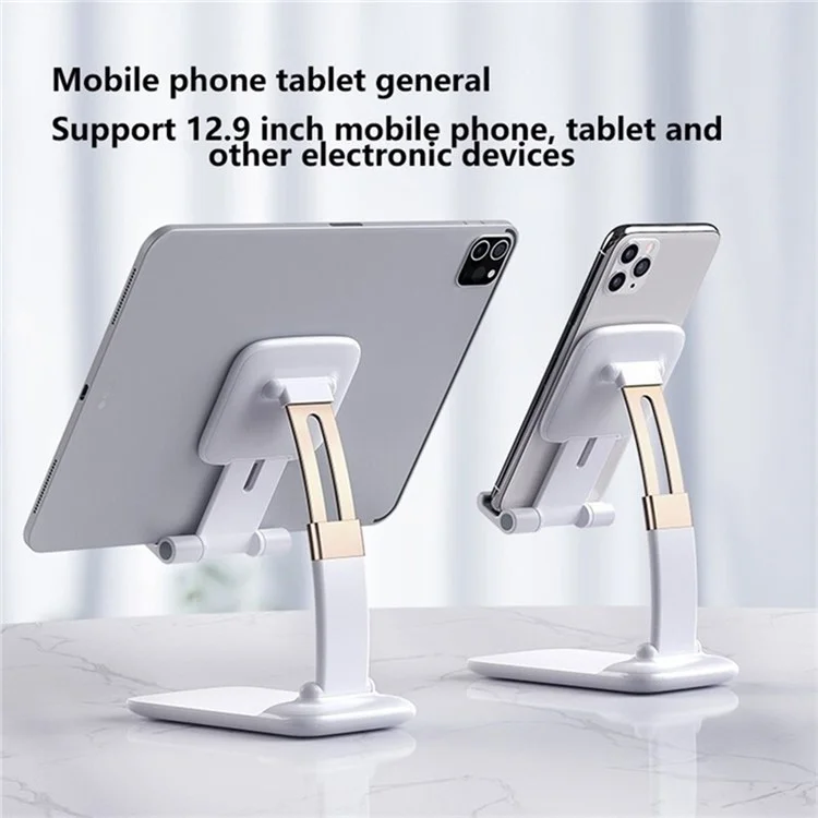 Foldable Desk Mobile Phone Holder Gravity Tablet Stand for Android iPhone iPad Air (2020) - White