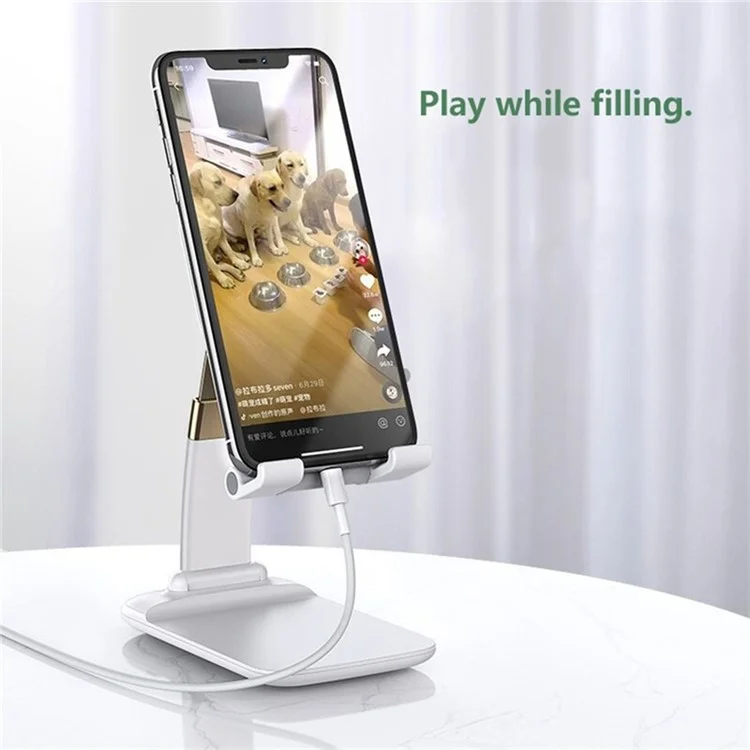 Foldable Desk Mobile Phone Holder Gravity Tablet Stand for Android iPhone iPad Air (2020) - White