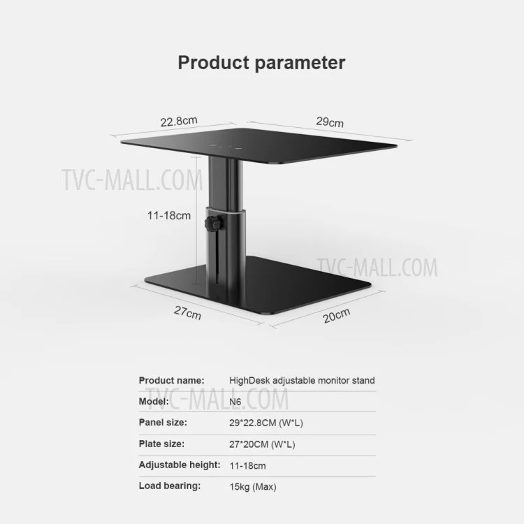 Nillkin-einstellbare Monitor-Stand-Riser-Metall-Computer-Desktop-Halter-Unterstützung Für PC-Laptop - Silber-