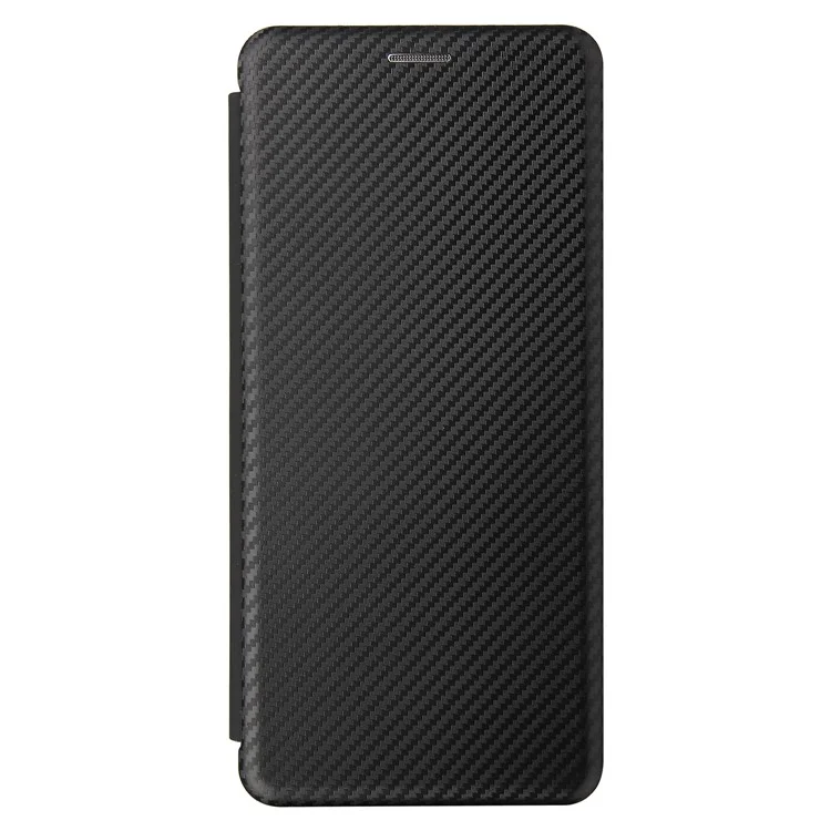 Auto-absorbed Stand Cover for ZTE Axon 20 5G (ZTE A20 5G) Carbon Fiber Texture Leather Case - Black