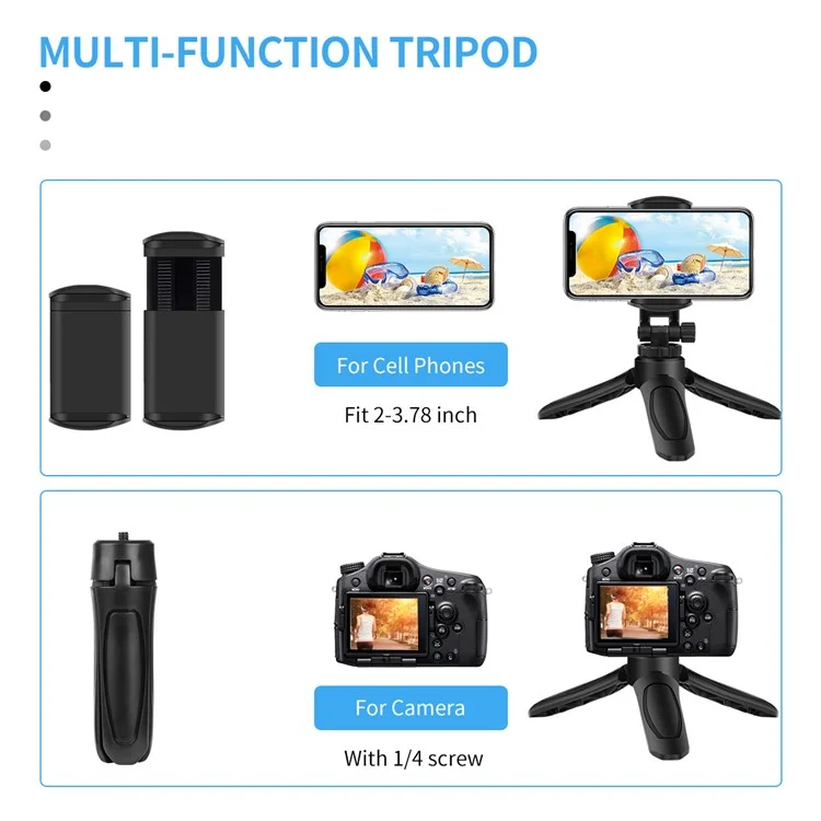 Soporte de escritorio mini de 1/4 de pulgada para teléfono con trípode y pinza para DJI OSMO Mobile 2, Feiyu Vimbal 2, cámara de acción