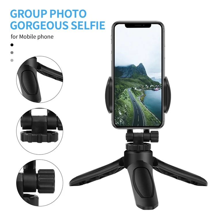 Soporte de escritorio mini de 1/4 de pulgada para teléfono con trípode y pinza para DJI OSMO Mobile 2, Feiyu Vimbal 2, cámara de acción