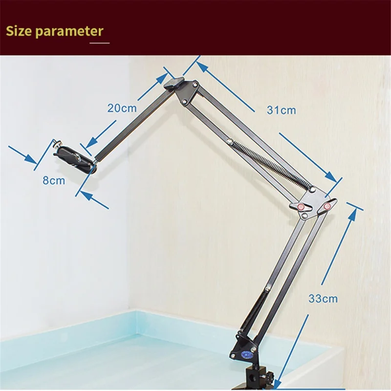 Flexible Long Arm Swivel Clamp Clip Mount Holder Stand Desktop Bracket for 208B DSLR Camera Monitor