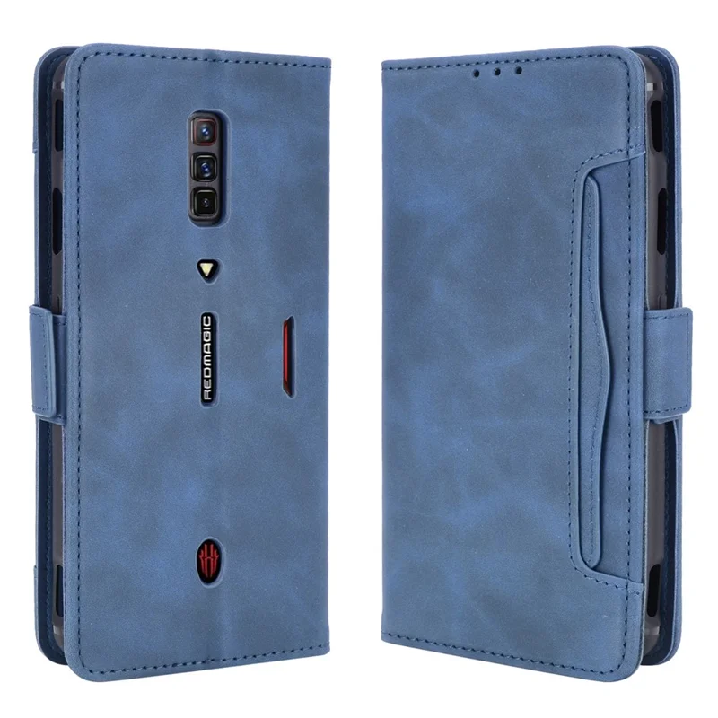 Boîtier De Protection Du Portefeuille En Cuir Avec Plusieurs Machines À Sous Pour ZTE Nubia Red Magic 6 Pro / ZTE NUBIA RED MAGIC 6 - Bleu