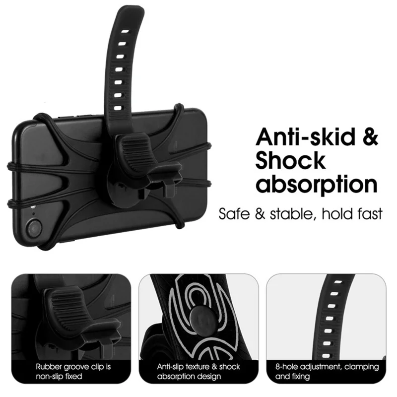 WEST BIKING Silicone Bicycle Phone Holder Motorcycle Mobile Phone Stand Mount for iPhone Samsung - Grey