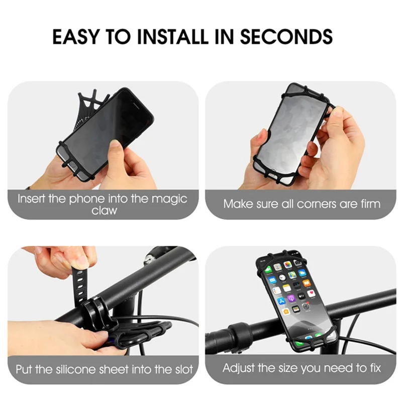 WEST BIKING Silicone Bicycle Phone Holder Motorcycle Mobile Phone Stand Mount for iPhone Samsung - Grey