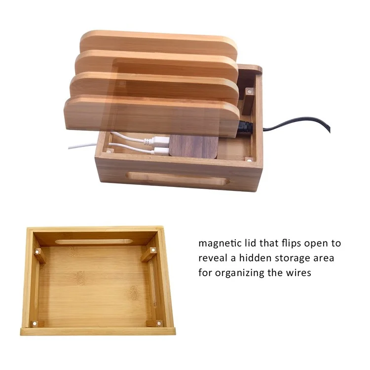 DCR-017 Estação de Carregamento de Telefone de Madeira de Bambu para Desktop Suporte Carregador Suporte Cradle para iPhone iPad