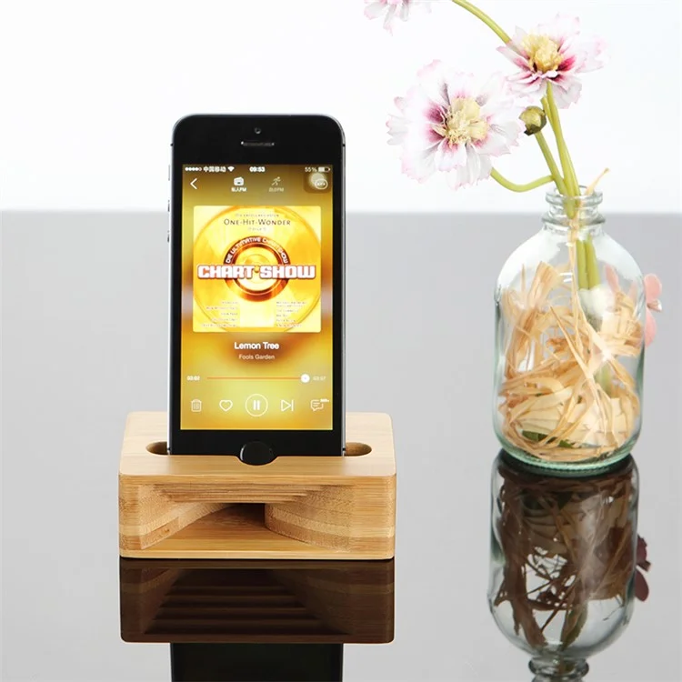 DCR-004 Phone Sound Amplifier Universal Bamboo Wood Mobile Holder Stand