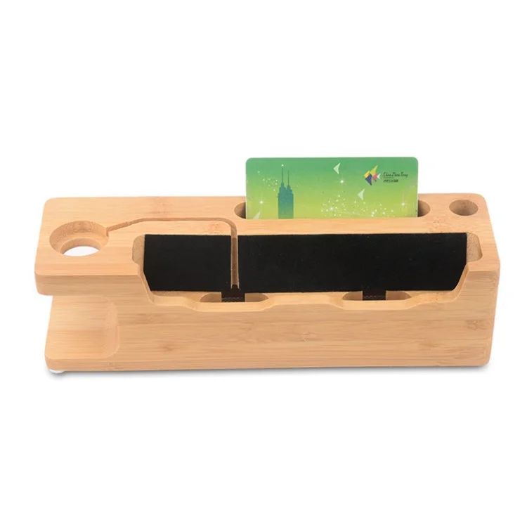 DCR-008 Station de Bureau Bamboo Wood Charging Docker Pour Apple Watch Iphone Samsung Huawei