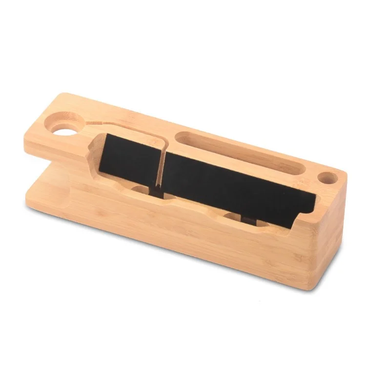 DCR-008 Estación de Escritorio Bamboo Wood Charging Docking Docker Docker Para Apple Watch Iphone Samsung Huawei