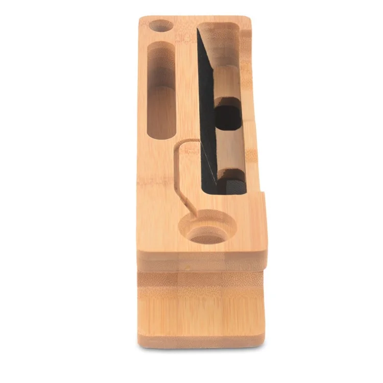 Estación de escritorio DCR-008 Bamboo Wood Cargador Dock Holder para Apple Watch iPhone Samsung Huawei