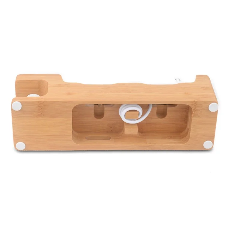 DCR-008 Estación de Escritorio Bamboo Wood Charging Docking Docker Docker Para Apple Watch Iphone Samsung Huawei