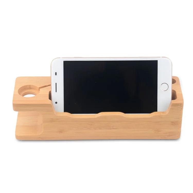 Stazione Desktop DCR-008 Porta Dock di Ricarica in Legno di Bambù Per Apple Watch Iphone Samsung Huawei