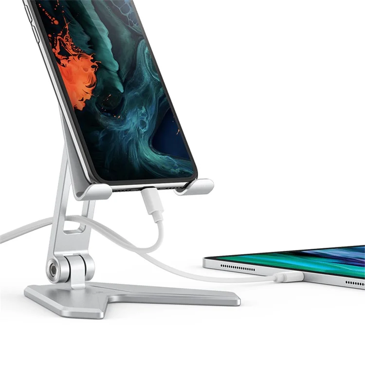 BONERUY P10 Supporto da Scrivania Pieghevole in Lega di Alluminio per Telefono Cellulare per iPhone iPad Huawei - Argento