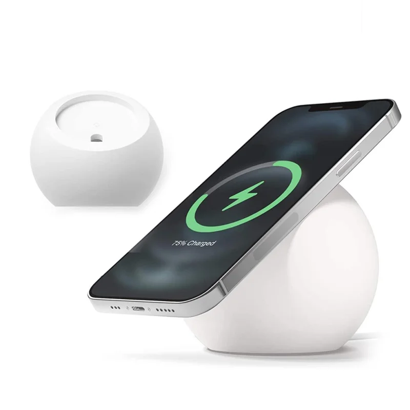 Round Wireless Charger Mount Mobile Phone Fast Charging Stand Holder Base - White