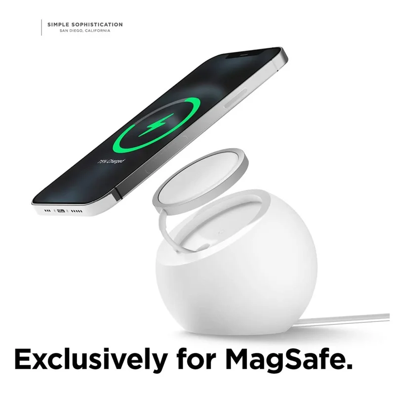 Round Wireless Charger Mount Mobile Phone Fast Charging Stand Holder Base - White