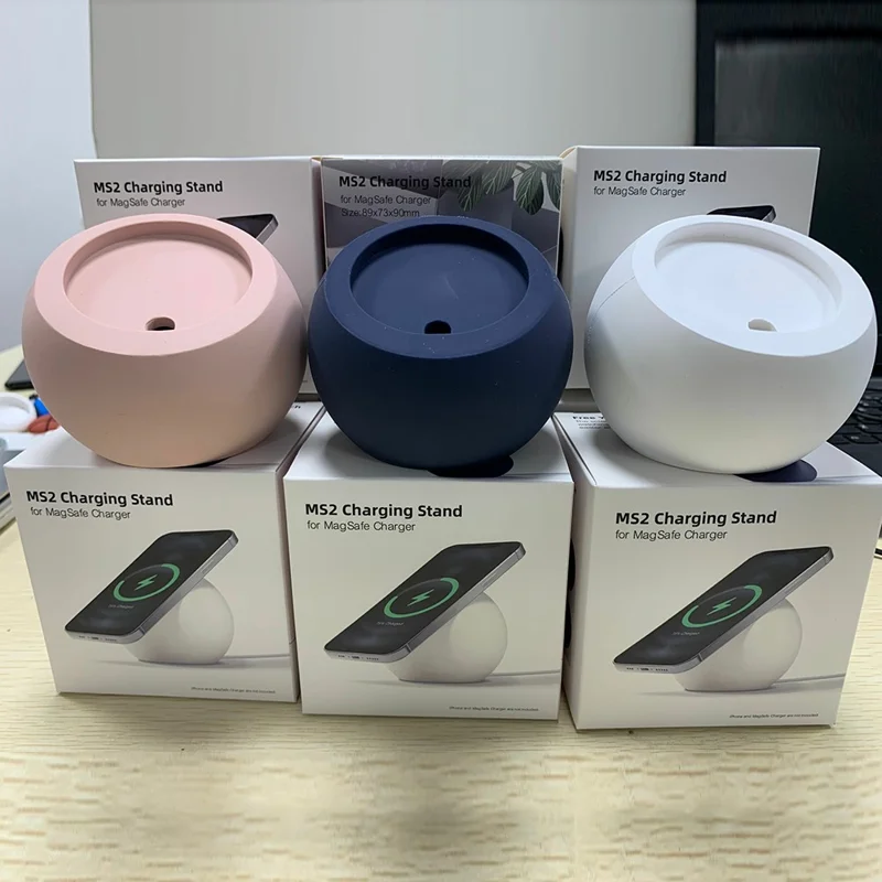 Round Wireless Charger Mount Mobile Phone Fast Charging Stand Holder Base - White