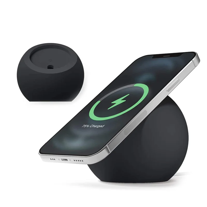 Round Wireless Charger Mount Mobile Phone Fast Charging Stand Holder Base - Black