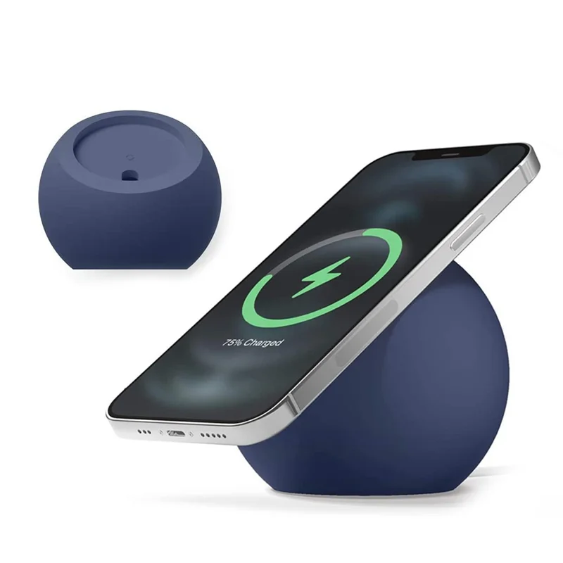 Round Wireless Charger Mount Mobile Phone Fast Charging Stand Holder Base - Dark Blue