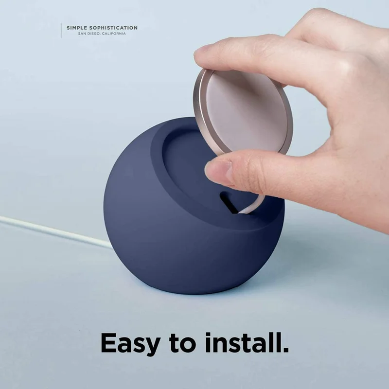 Round Wireless Charger Mount Mobile Phone Fast Charging Stand Holder Base - Dark Blue