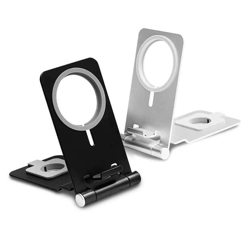 2-in-1 Wireless Charger Holder Phone Watch Charging Desktop Stand for Apple Watch iPhone Magsafe - Silver