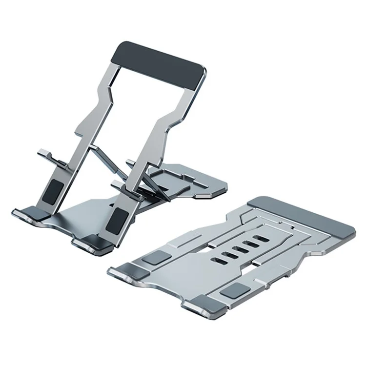 H12 Universal Foldable Mobile Phone Tablet Metal Bracket Desktop Holder Stand - Silver