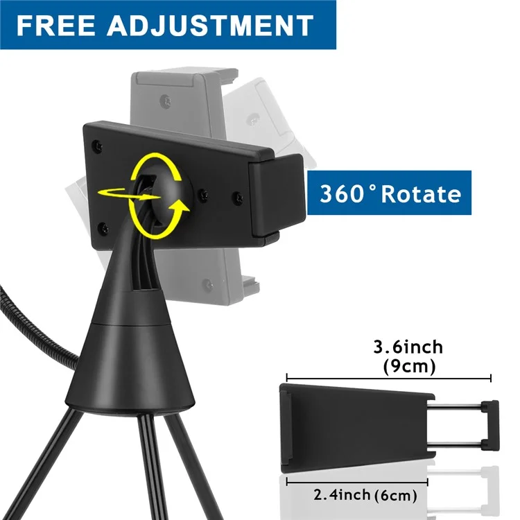Anneau lumineux LED NS-08 avec support de téléphone portable et trépied, lampe de remplissage selfie à intensité variable pour la photographie en direct