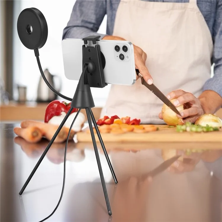 Anneau lumineux LED NS-08 avec support de téléphone portable et trépied, lampe de remplissage selfie à intensité variable pour la photographie en direct