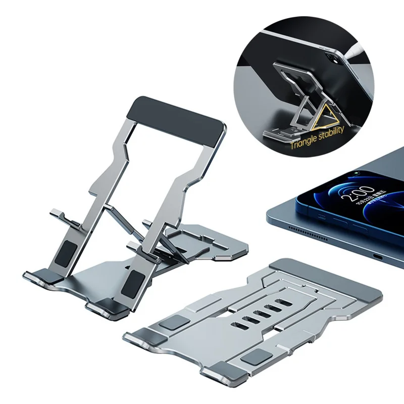 حامل هاتف قابل للتعديل متعدد الزوايا R-JUST HZ06 حامل طاولة قابل للطي عالمي حامل مكتب لوحي لهاتف iPhone - فضي