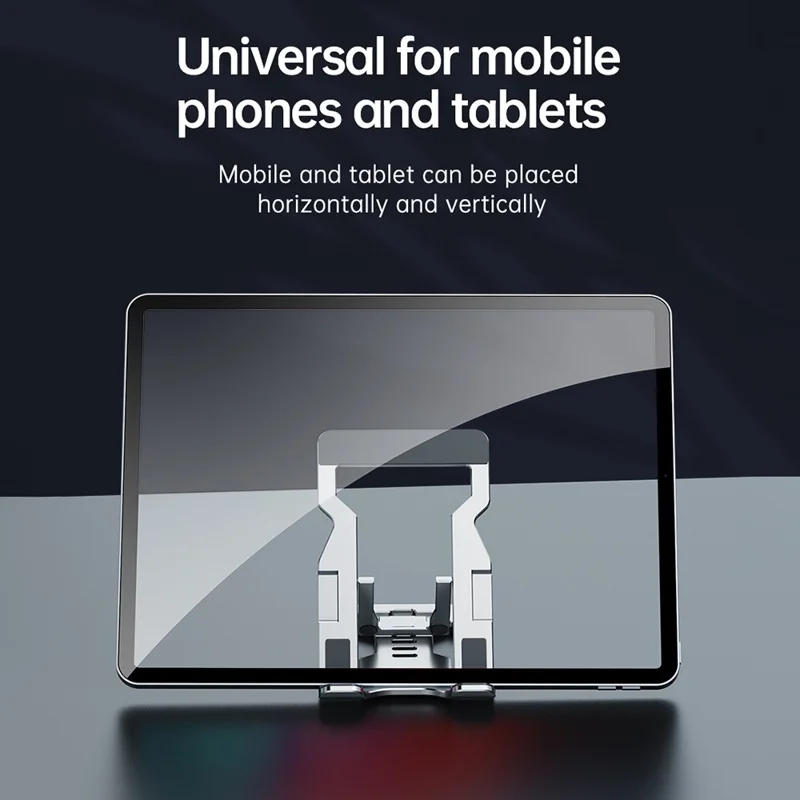 حامل هاتف قابل للتعديل متعدد الزوايا R-JUST HZ06 حامل طاولة قابل للطي عالمي حامل مكتب لوحي لهاتف iPhone - فضي