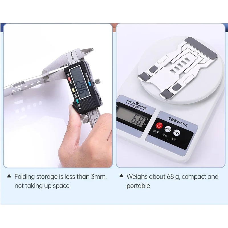 حامل هاتف قابل للتعديل متعدد الزوايا R-JUST HZ06 حامل طاولة قابل للطي عالمي حامل مكتب لوحي لهاتف iPhone - فضي