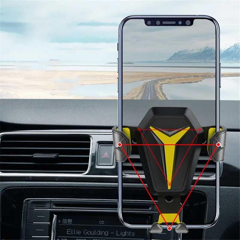 2 in 1 Suction Up Gravity Car Phone Holder Mobile Phone Support Stand Bracket for iPhone 12 11 X Max Xiaomi Samsung - Yellow