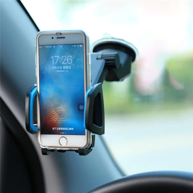 X0403 Telescopic Sucker Car Phone Holder 360 Degree Rotation Extendable GPS Mount Stand Support - Yellow