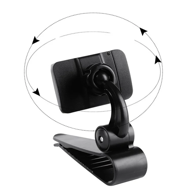 Z0209 Universal Car Sun Visor Phone Holder 360 Degree Rotation Automobiles Navigation Mount Stand Clip - Black