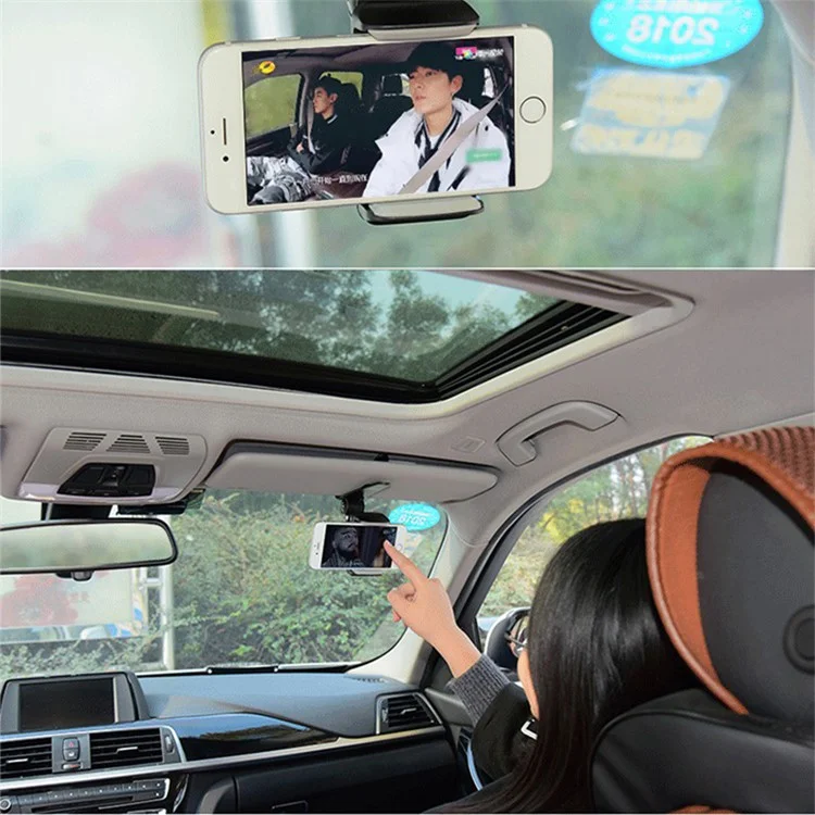 Z0209 Universal Car Sun Visor Phone Holder 360 Degree Rotation Automobiles Navigation Mount Stand Clip - Black