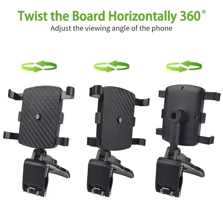 Universal Car Dashboard Mount HUD Clip Phone Holder 360 Degrees Rotation Sun Visor Rearview Mirror Mobile Phone Stand Bracket
